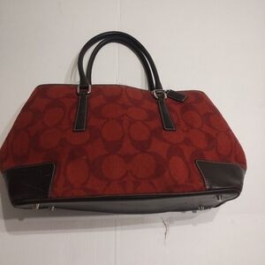 Coach 7721 Red & Brown Wool/Leather Women's Handbag